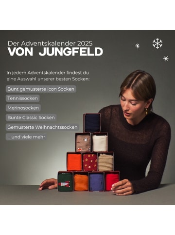 von Jungfeld Adventskalender Weihnachtskalender mit Socken in mehrfarbig