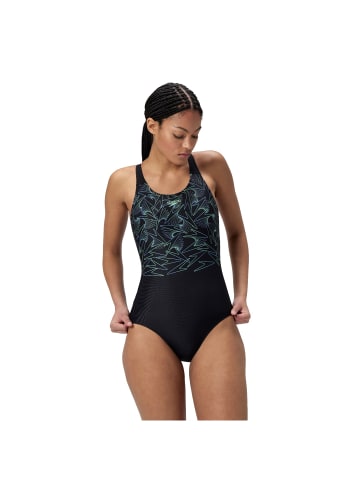 Speedo Hyperboom Placement Muscleback Trainingsbadeanzug  in Schwarz