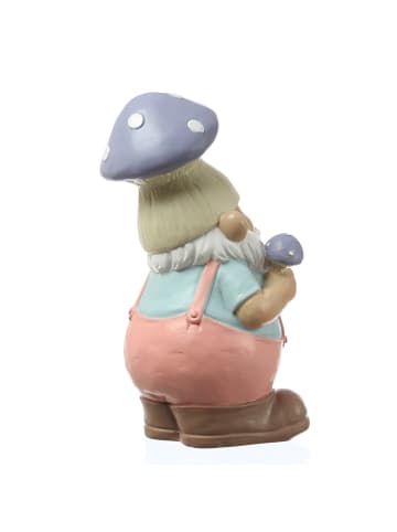 MARELIDA Gartenzwerg mit Fliegenpilz-Mütze Gartenfigur Gartenwichtel Gnom H: 24,5cm