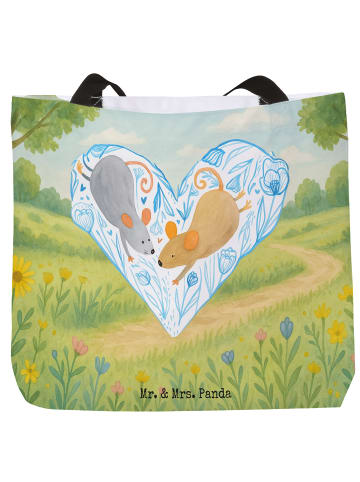 Mr. & Mrs. Panda Tasche Mäuse Herz Design ohne Spruch in Weiß