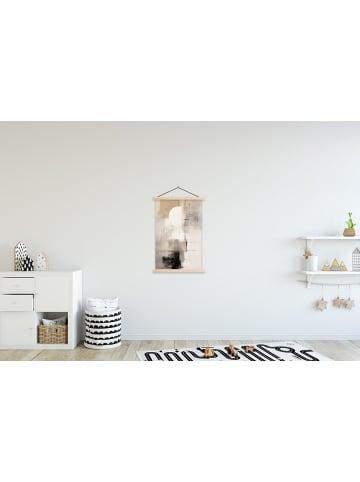 MuchoWow Poster mit Leiste Abstrakte Kunst weiß schwarz