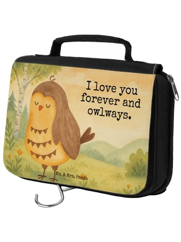 Mr. & Mrs. Panda Kosmetiktasche Eule Zufrieden Design mit Spruch in Weiß