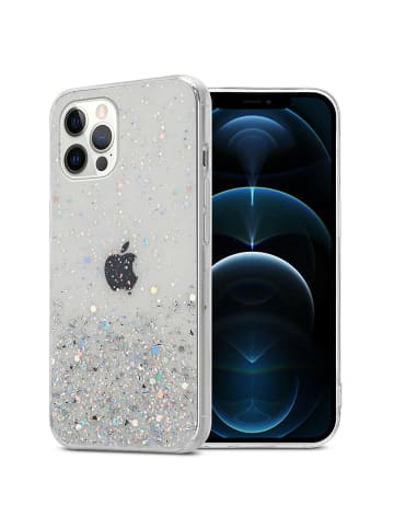cadorabo Hülle für Apple iPhone 12 / 12 PRO Glitter in Transparent mit Glitter