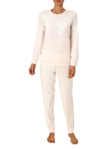 NORMANN Frottee Pyjama langarm Schlafanzug Bündchen und Sterne - 50164 in rose