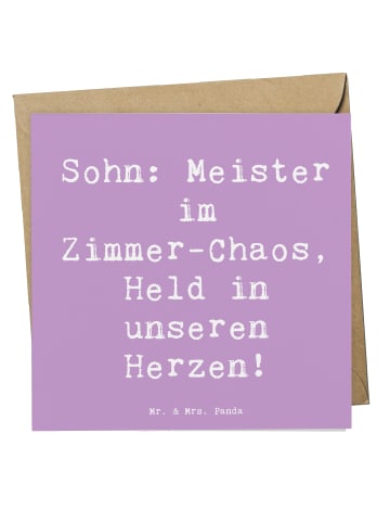 Mr. & Mrs. Panda Einladungskarte Spruch Sohn Chaosheld mit Spruch in Lavendeltraum