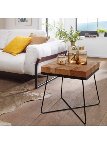 KADIMA DESIGN Beistelltisch | Akazie, 45x45x51cm, Metallgestell