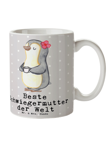 Mr. & Mrs. Panda Tasse Pinguin Beste Schwiegermutter der Welt mi... in Grau Pastell