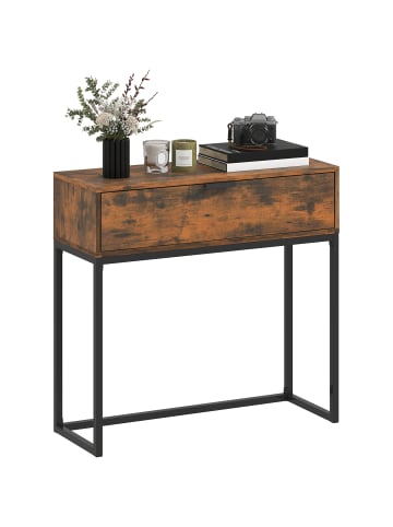 HOMCOM Konsolentisch in Rustikal-Braun 80L x 30B x 76H cm