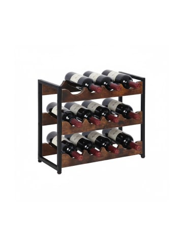 relaxdays Weinregal in Braun/ Schwarz - (B)44,5 x (H)38 x (T)20 cm
