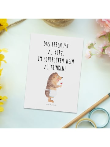 Mr. & Mrs. Panda Grußkarte Igel Wein mit Spruch in Weiß