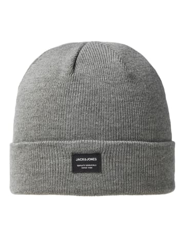 Jack & Jones Beanie Wollmütze Gerippte Wintermütze Cuff Hipster in Grau-Blau