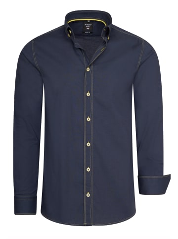 Rusty Neal Langarm Slim Fit Hemd mit Kontrast-Naht in Anthrazit