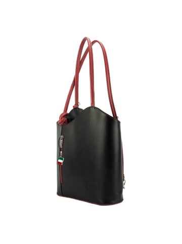 Florence Florence Schultertasche, Rucksack Leder schwarz, rot ca. 28cm