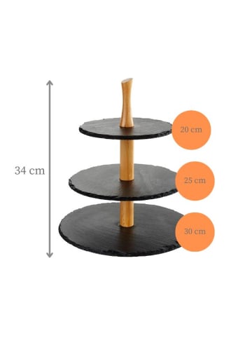 APS Etagère in Braun Schwarz Ø 30/25/20 cm, H: 34 cm