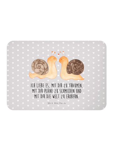 Mr. & Mrs. Panda Kühlschrankmagnet Schnecken Liebe mit Spruch in Grau Pastell