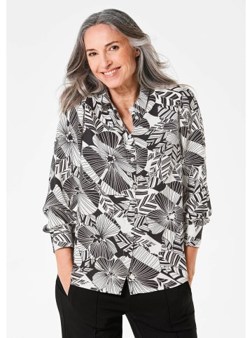 GOLDNER Kurzgröße:  Bluse Bluse in schwarz / cremeweiß / gemustert