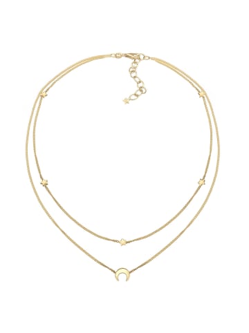 Elli Halskette 925 Sterling Silber Astro, Halbmond, Sterne, Stern in Gold