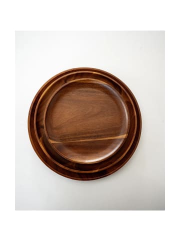 COFI 1453 3er Set Akazie Pain Plate Servierplatte aus Akazienholz in Braun