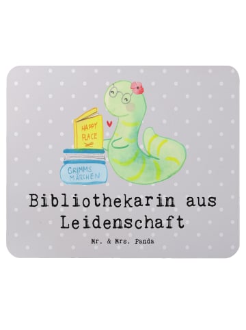 Mr. & Mrs. Panda Mauspad Bibliothekarin Leidenschaft mit Spruch in Grau Pastell
