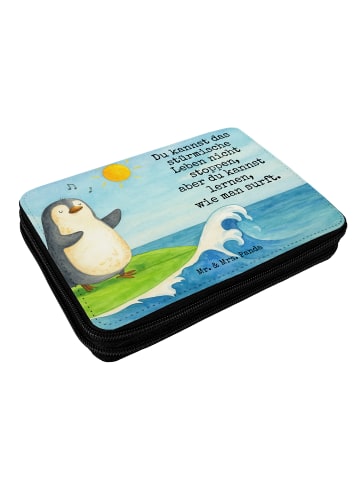 Mr. & Mrs. Panda Federmappe Pinguin Surfer Design mit Spruch in Weiß