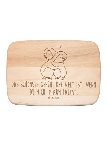 Mr. & Mrs. Panda Holzbrett Pinguine Kuscheln mit Spruch in Transparent