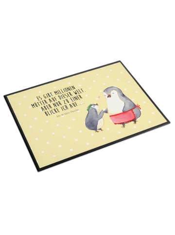 Mr. & Mrs. Panda Schreibunterlage Pinguin mit Kind mit Spruch in Gelb Pastell