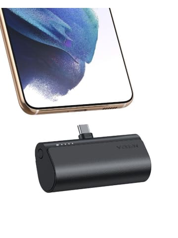 Veger Power Bank PlugOn - 5000mAh mit Built Connector für Type C P in Schwarz