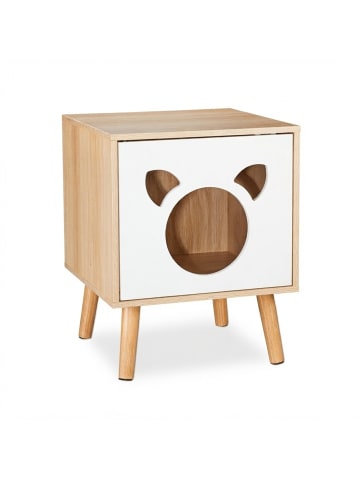 relaxdays Katzenschrank in Natur/ Weiß - (B)40 x (H)50 x (T)40 cm