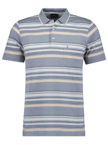 Ragman Softknit-Polo gestreift in Grau