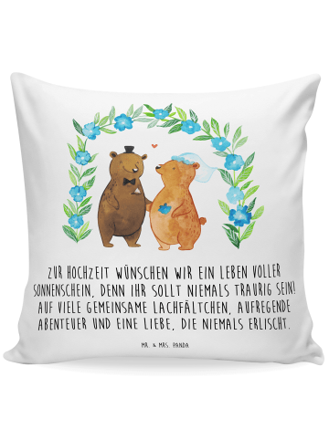 Mr. & Mrs. Panda Sofa Kissen Bären Hochzeit mit Spruch in Weiß