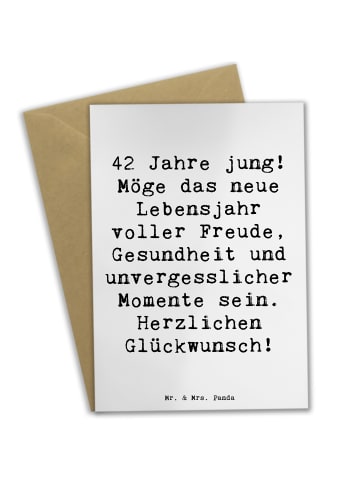 Mr. & Mrs. Panda Grußkarte Spruch 42. Geburtstag Freude mit Spruch in Weiß