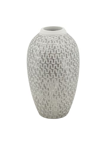 Mauro Ferretti Graue Harzvase mit geometrischen Verzierungen Ø 19,5 x 34 cm