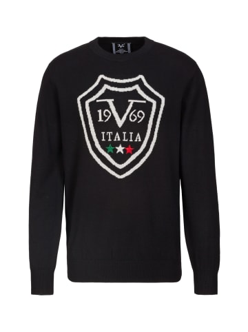 19V69 Italia by Versace Rundhalspullover Tilo in schwarz