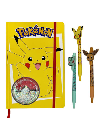 Nintendo  Pokémon Tagebuch Set Pikachu 3 Kugelschreibern Gelbes Notizbuch Bisasam Evoli