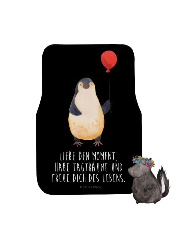 Mr. & Mrs. Panda Auto-Fußmatte Pinguin Luftballon mit Spruch in Schwarz