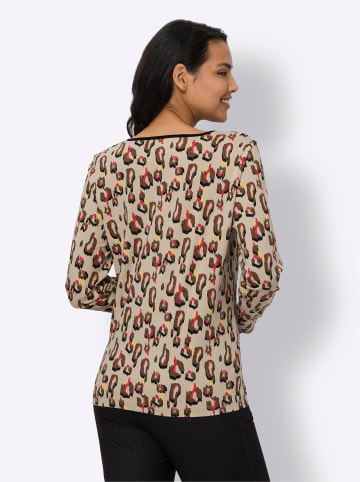 Sieh an! Langarmshirt in beige-bedruckt