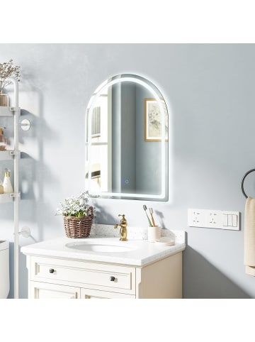 COSTWAY LED Badspiegel mit Beleuchtung in Silber