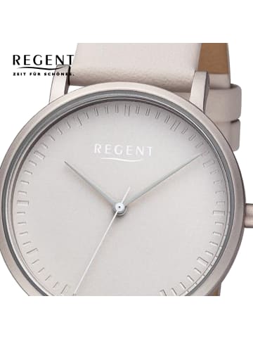 Regent Analog-Armbanduhr Regent Lederarmband grau mittel (ca. 36mm)