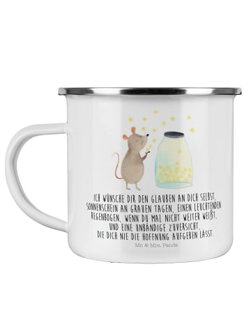 Mr. & Mrs. Panda Emaille Tasse Maus Sterne mit Spruch in Weiß