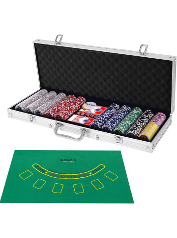 COSTWAY Pokerset 500 tlg. Chips in Silber