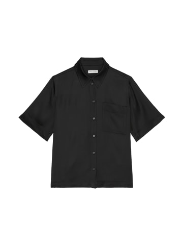 Marc O'Polo Kurzarm-Satinbluse regular in Schwarz