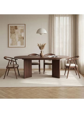 CALICOSY Esstisch LOU in Nussbaum - (W) 160 x (H) 75 x (L) 90 cm