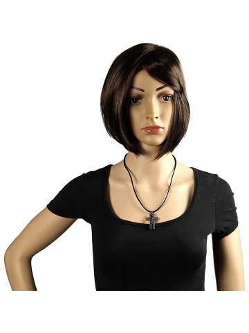 Adeliás Damen Halskette aus Kautschuk mit Zirkonia 50 cm in schwarz