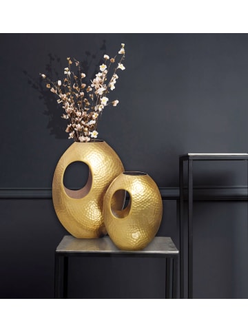 KADIMA DESIGN Deko Vase 2er Set Aluminium mit Tragegriff Blumenvase Modern in Gold