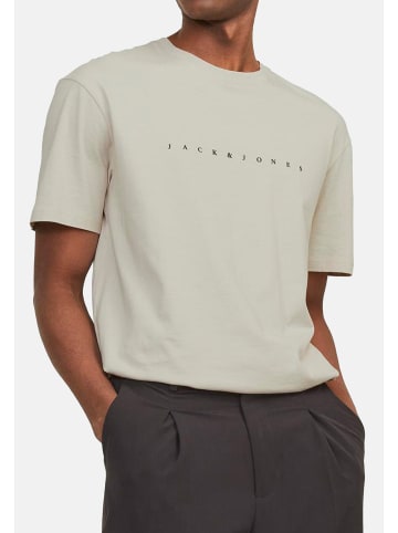 Jack & Jones T-Shirt Star JJ in Weiß / beige / dunkelblau
