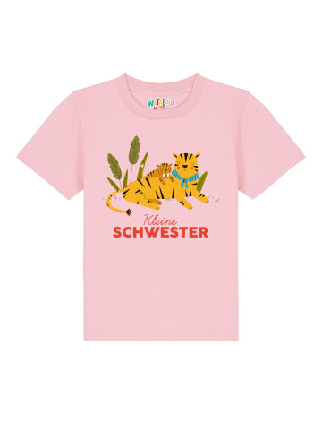wat? Apparel T-Shirt Tiger Kleine Schwester in Rosa
