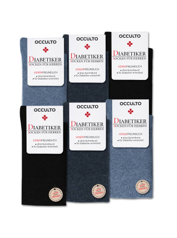 Occulto 6er Pack Diabetiekrsocken ohne Naht ohne Gummibund Oliver in BlauMix