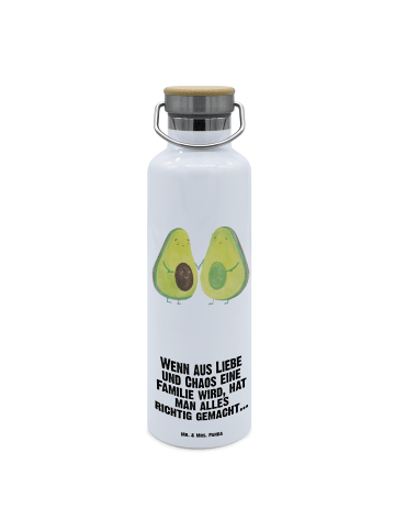 Mr. & Mrs. Panda Wasserflasche Avocado Pärchen mit Spruch in Weiß