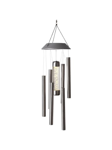 STAR Trading LED Solar-Windspiel ,Bubbly, Edelstahl, Licht und Klang, Lichtsensor,