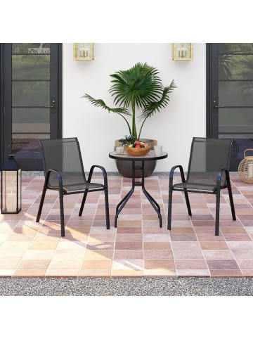 COSTWAY 3 tlg. Balkonmöbel Set in Schwarz